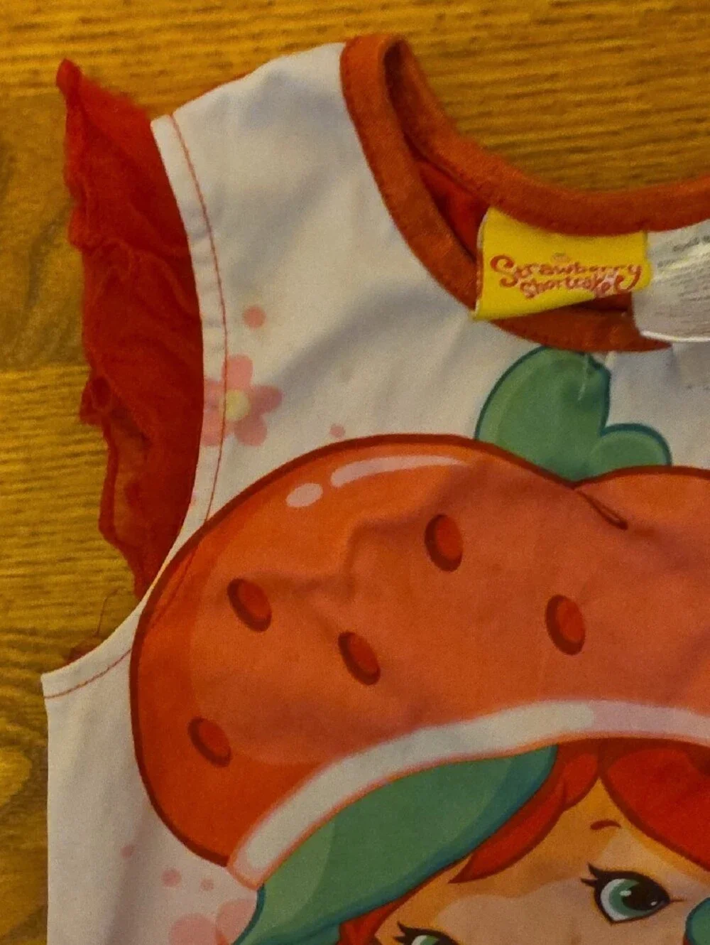 Girls Pink Strawberry Character Nightgown with Red Trim Size 6/6x Used Condition